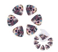 Paquete de 12 púas de guitarra personalizadas con caja de almacenamiento organizadora, calaveras de azúcar, púa de guitarra y bajo, púa para guitarra eléctrica acústica (0.46 mm, 0.71 mm, 0.96 mm)