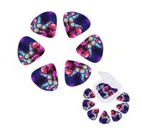 Paquete de 12 púas de guitarra personalizadas con caja de almacenamiento organizadora, diseño de mariposas, hermosas flores, púa de guitarra, bajo, púa para guitarra eléctrica acústica (0.46 mm, 0.71