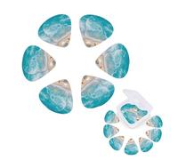 Paquete de 12 púas de guitarra personalizadas con caja organizadora, púa de guitarra de concha de mar, estrella de mar, púa de bajo para guitarra eléctrica acústica (0.46 mm, 0.71 mm, 0.96 mm)