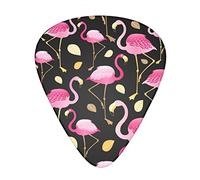 Paquete de 12 púas de guitarra Pink Flamingo Bird Golden Leaf Hombres Mujeres Thin Medium Heavy Plectrums