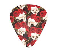 Paquete de 12 púas de guitarra Skulls and Roses, incluye calibres delgados, medianos y pesados, 3 tamaños para púas acústicas eléctricas de guitarra