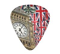 Paquete de 12 púas de guitarra Union Jack Flags y Big Ben Boys Girls Thin Medium Heavy Plectrums