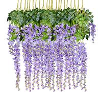 Paquete de 12 ramilletes de Acacias Colgantes, de 1 m, Piezas Artificiales con Flores de Seda, Ideales como Piezas Decorativas para Celebraciones y Casas