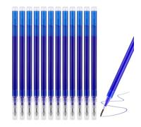 Paquete de 12 recambios de bolígrafo borrables, compatibles con bolígrafos Pilot Frixion, tinta azul, punta de acero inoxidable de 0.5 mm, experiencia de escritura suave y duradera (azul)