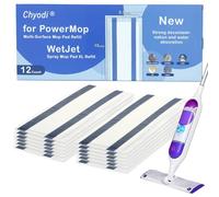 Paquete de 12 repuestos desechables para mopa Swiffer PowerMop multisuperficie y mopa con chorro húmedo, limpia sin esfuerzo suelos de madera dura, azulejos y laminados, súper absorbente, absorbe la