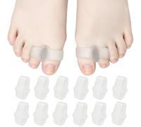 Paquete de 12 Separadores de Dedos con 2 Bucles, Silicona Separadores Dedos, Modelo Blanco Reutilizable, Suave y Cómodo para Hombres y Mujeres Enderezan los Dedo Superpuestos