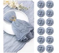 Paquete de 12 servilletas de gasa de 50 x 50 cm, servilletas de tela de queso azul polvoriento, servilletas de mesa de gasa con arrugas, multiusos, a granel para cena, boda, fiesta, decoración del