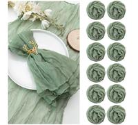 Paquete de 12 servilletas de gasa de 50 x 50 cm, servilletas de tela de queso verde salvia, servilletas de mesa de gasa con arrugas, multiusos, a granel para cena, boda, fiesta, día de San Patricio,