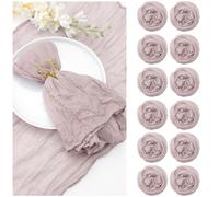 Paquete de 12 servilletas de gasa rosa sucio de 50 x 50 cm, servilletas de gasa con arrugas, multiusos, a granel para cena, boda, fiesta, decoración del día de la madre