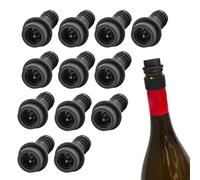Paquete de 12 tapones de vino de silicona, selladores y conservadores de vino de sellado al vacío, selladores de botellas reutilizables para mantener el vino fresco (negro, ajuste universal para la