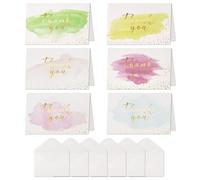Paquete de 12 tarjetas de agradecimiento con sobres y pegatinas de agradecimiento, paquete múltiple de tarjetas de felicitación de agradecimiento de acuarela para boda, cumpleaños, baby shower
