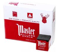 Paquete de 12 tizas de billar Master Billiard, grises, con caja protectora. Tiza de billar profesional para una cobertura uniforme y uniforme en