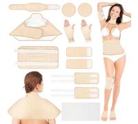 Paquete de 12 unidades de aceite de ricino orgánico, para cuello, pecho, cintura, espalda y rodilla, envoltura de aceite de ricino reutilizable, compresas de aceite de ricino ajustables, lavables a