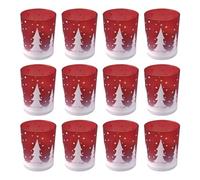 Paquete De 12 Vidriz Vidrio Rojo Navidad para Fragancias Contenedor Votivo Centros Decoraciones Centres Set Vidrio