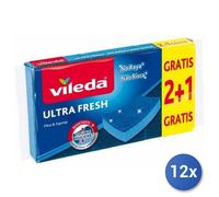 Paquete De 12 Vileda Ultrafresh Fibra Azul X 3