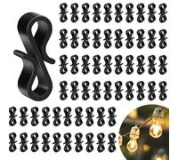 Paquete de 120 ganchos de canalón de plástico para luces de cadena al aire libre, clips negros en forma de S con bridas para cables para una fácil instalación en aleros de techo, soporte resistente a