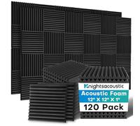 Paquete de 120 paneles de espuma acústica, 1 x 12 x 12 pulgadas, paneles de espuma a prueba de sonido para paredes, paneles acústicos de alta densidad que absorben el sonido