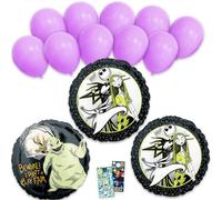 Paquete de 13 globos de Pesadilla antes de Navidad, paquete con 3 globos de aluminio, globos de cumpleaños, calcomanías, más, decoraciones de globos de El extraño mundo de Navidad para fiestas, niños