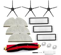 Paquete de 13 piezas de repuesto compatibles con Roborock S6 Pure S6 E4 S4 Max S6 MaxV S5 S5 Max S4 E2 E3 E5 E20 E25 E35 Xiaomi Mijia Robot 1 cepillo principal 3 filtros 3 cepillos laterales 3 paños