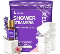 Paquete de 14 bombas de ducha con aromaterapia y lavanda y 5 ml de aceites esenciales de lavanda natural, regalos para el cuidado personal y alivio del estrés para mamá, regalos de cumpleaños