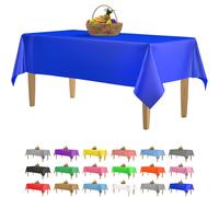 Paquete de 14 manteles de pl?stico azul premium de 137 x 274 cm. Mantel desechable rectangular de pl?stico. Mantel decorativo rectangular liso. Mantel