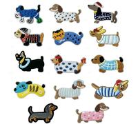 Paquete de 14 Parches para Planchar Bordados de Perro Salchicha, Parches Termoadhesivos para Jeans, Ropa, Sombreros y Mochilas
