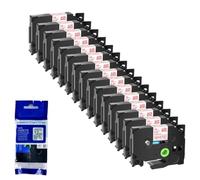 Paquete de 15, 6 Mm, 9 Mm, 12 Mm, 18 Mm, 24 Mm, TZe-231, Cinta de Etiquetas Negra sobre Blanca, Compatible con TZE-241 335 131 TZ 631 para impresoras de Etiquetas(Red on White)