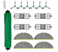 Paquete de 15 accesorios compatibles con aspiradora iRobot Roomba 205, las piezas de repuesto incluyen 1 cepillo principal, 4 filtros Hepa, 6 cepillos laterales, 4 trapeadores