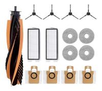 Paquete de 15 accesorios para JONR P20 Pro Robot Partes de repuesto para aspiradora incluye 1 cepillo para polvo principal, 2 filtros, 4 cepillos laterales, 4 paños para fregona, 4 bolsas para el