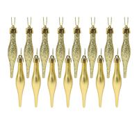 Paquete de 15 adornos navide os con forma de gota de 8,5 cm (3,4"") - Dise o mate y brillante - Dorado