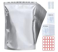 Paquete de 15 bolsas de mylar de 5 galones con absorbentes de oxígeno, bolsas de mylar de 10.5 milímetros para almacenamiento de alimentos con 15 absorbentes de oxígeno sellados individuales de 2500