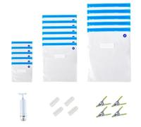 Paquete de 15 bolsas de vacío para alimentos: juego de bolsas al vacío, bolsas de vacío reutilizables con 1 bomba de mano, bolsas de sellado al vacío sin BPA, bolsas al vacío Sous Vide Set Bolsas (22