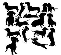 Paquete de 15 bonitas calcomanías de silueta de perro salchicha, impermeable, regalos de perro salchicha, uso en parachoques de coche, interruptor de luz, paredes, álbumes de recortes (pequeño, negro)