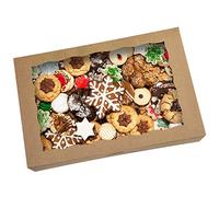 Paquete de 15 cajas de pastelería de 16 x 11 x 2.75 pulgadas, rosquillas grandes marrones, magdalenas, cajas de galletas con ventana de PVC, caja de papel autodesplegable de cartón natural,