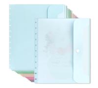 Paquete de 15 divisores de cuaderno de tamaño carta de 9.3 x 11.1 pulgadas, sobres transparentes con cierre a presión, divisores de bolsillo para escuela, oficina, hogar, organizador de trabajo
