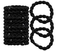 Paquete de 15 gomas para el pelo, bandas elásticas tejidas suaves para mujeres y niñas (Negro)