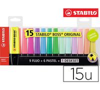 STABILO BOSS ORIGINAL marcador 15 pieza(s) Punta de cincel Multicolor