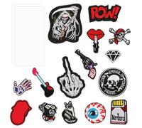 Paquete De 15 Pegatinas De Parche De Calavera, 2 Hojas De Pegamento Autoadhesivo, Etiquetas Bordadas Para Planchar, Pegatinas De Tela Bordadas Geniales, Parches De Costura, Apliques Decorativos