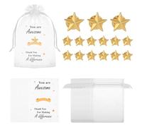 Paquete de 15 regalos de agradecimiento para empleados a granel, insignia de estrella dorada con tarjetas de agradecimiento y bolsas, regalos de agradecimiento al personal, juego de insignias de
