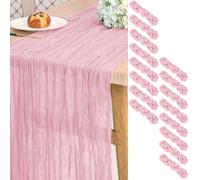 Paquete de 16 caminos de mesa de gasa de gasa de 10 pies de largo, color rosa claro, rústico, bohemio, camino de mesa de boda, 21.5 x 120 pulgadas para boda, despedida de soltera, fiesta, decoración