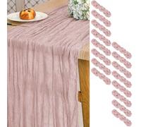 Paquete de 16 caminos de mesa de gasa rosa polvoriento, camino de mesa de gasa de 10 pies de largo, semitransparente, rústico, bohemio, para boda, despedida de soltera, fiesta, decoración de banquetes