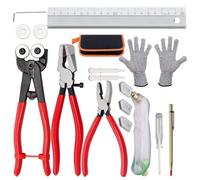 Paquete de 16 equipos esenciales de corte de vidrio que contienen varios cortadores y engranajes para múltiples tareas de alta precisión, juego de herramientas de corte de vidrio modularizado