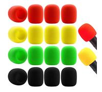 Paquete de 16 fundas de espuma para micrófono de mano, parabrisas para el hogar, KTV, no desechables, cubierta de esponja para micrófono y soplado a prueba de viento (4 colores)