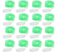 Paquete de 16 luces de hadas verdes que funcionan con pilas, 30 luces LED de 10 pies, luces de luciérnaga impermeables, decoración de fiestas, Halloween