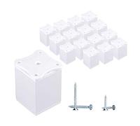 Paquete de 16 patas blancas de altura ajustable para muebles, perfil angular: 40 x 40 mm, materiales: plástico, aluminio, tornillos incluidos (16, 6 cm de altura)