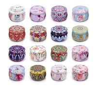 Paquete de 16 tarros para velas para hacer velas, tarros para hacer velas de 4 oz, recipiente de latas de metal vacío con tapas para almacenamiento en seco, especias