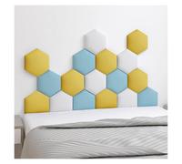 Paquete de 17 paneles de pared acolchados autoadhesivos, decoración de guardería, acolchado hexagonal 3D anticolisión, cabecero azul claro, 120 x 70 cm, protección de pared segura y elegante