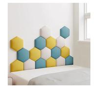Paquete de 17 paneles hexagonales tapizados para pared, autoadhesivos, decoración 3D, pegatinas de pared anticolisión, acolchado para cabecero de pared (color: A, tamaño: 150 x 87 cm)