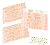 Paquete de 18 bandas de despedida de soltera, juego divertido de dama de honor de la tribu de la novia, faja de novia del equipo, faja de dama de honor para despedida de soltera y despedida de soltera, fiesta de compromiso, boda (oro rosa y blanco)