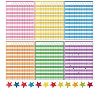 Paquete de 18 cartas de incentivos para el aula laminadas de borrado en seco con pegatinas de estrellas de 1760, tabla de tareas de recompensa para aprender asistencia escolar en el aula